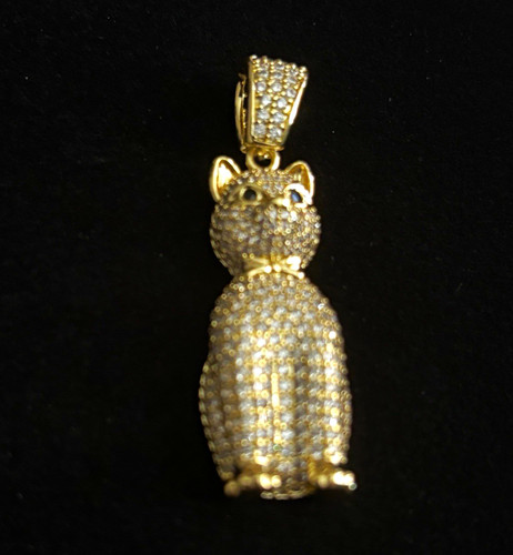 Gold plated cat pendant - gold,